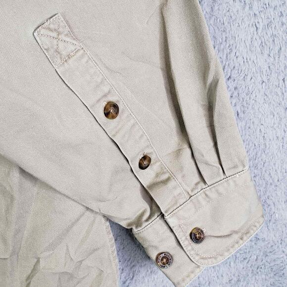 Woolrich Shirt Cotton Canvas Pocket Mens Size Large L Khaki LS Button Down - Picture 6 of 12